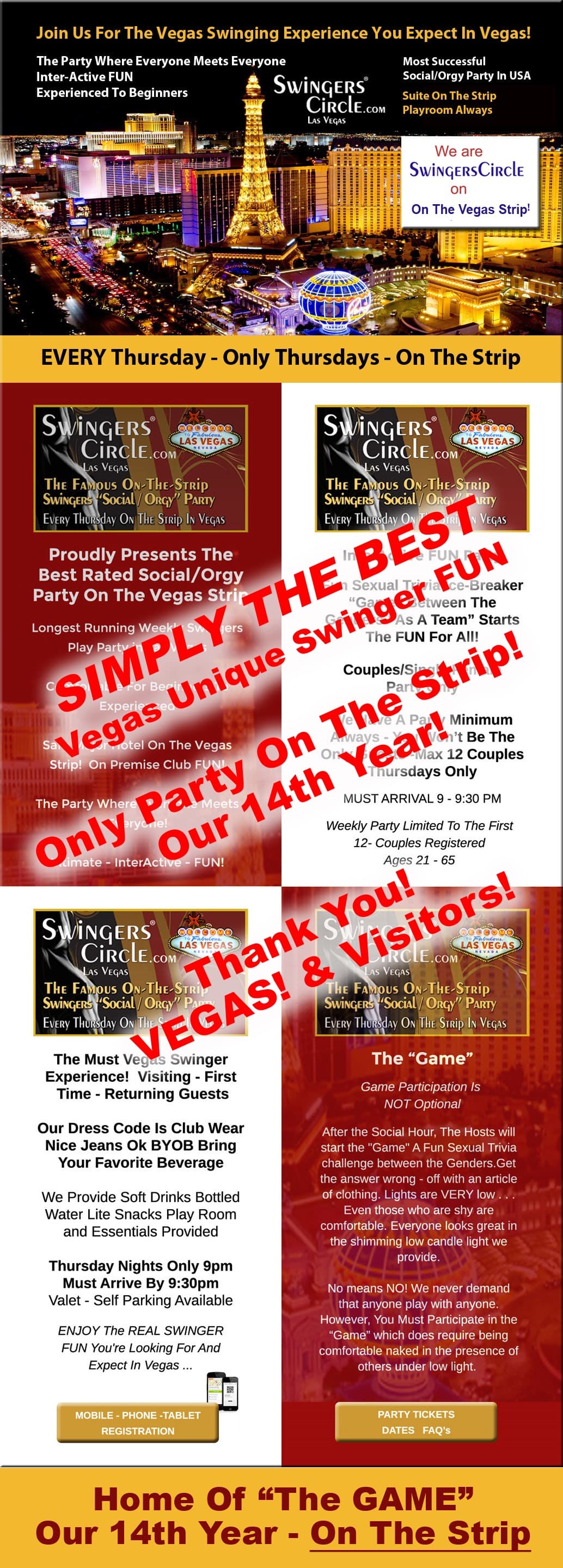 9pm Every Thursday Night - SwingersCircle Las Vegas- Famous On The Strip- Home O