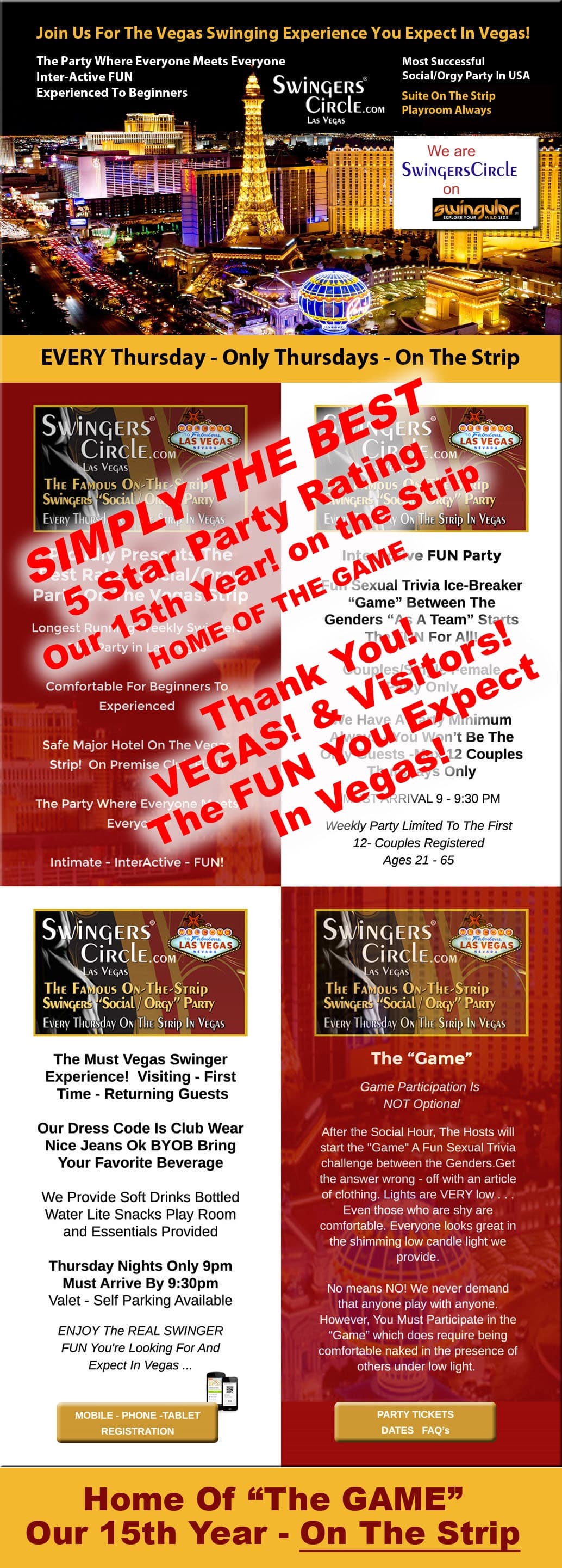 9pm Every Thursday Night - SwingersCircle Las Vegas- Famous On The Strip- Home O